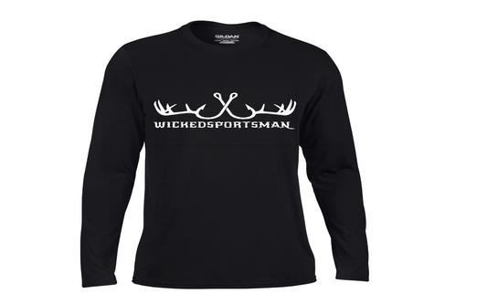 Wickedsportsman black & white long sleeve chest logo