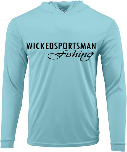 Aqua blue Wickedsportsman fishing shirt UPF hoodie